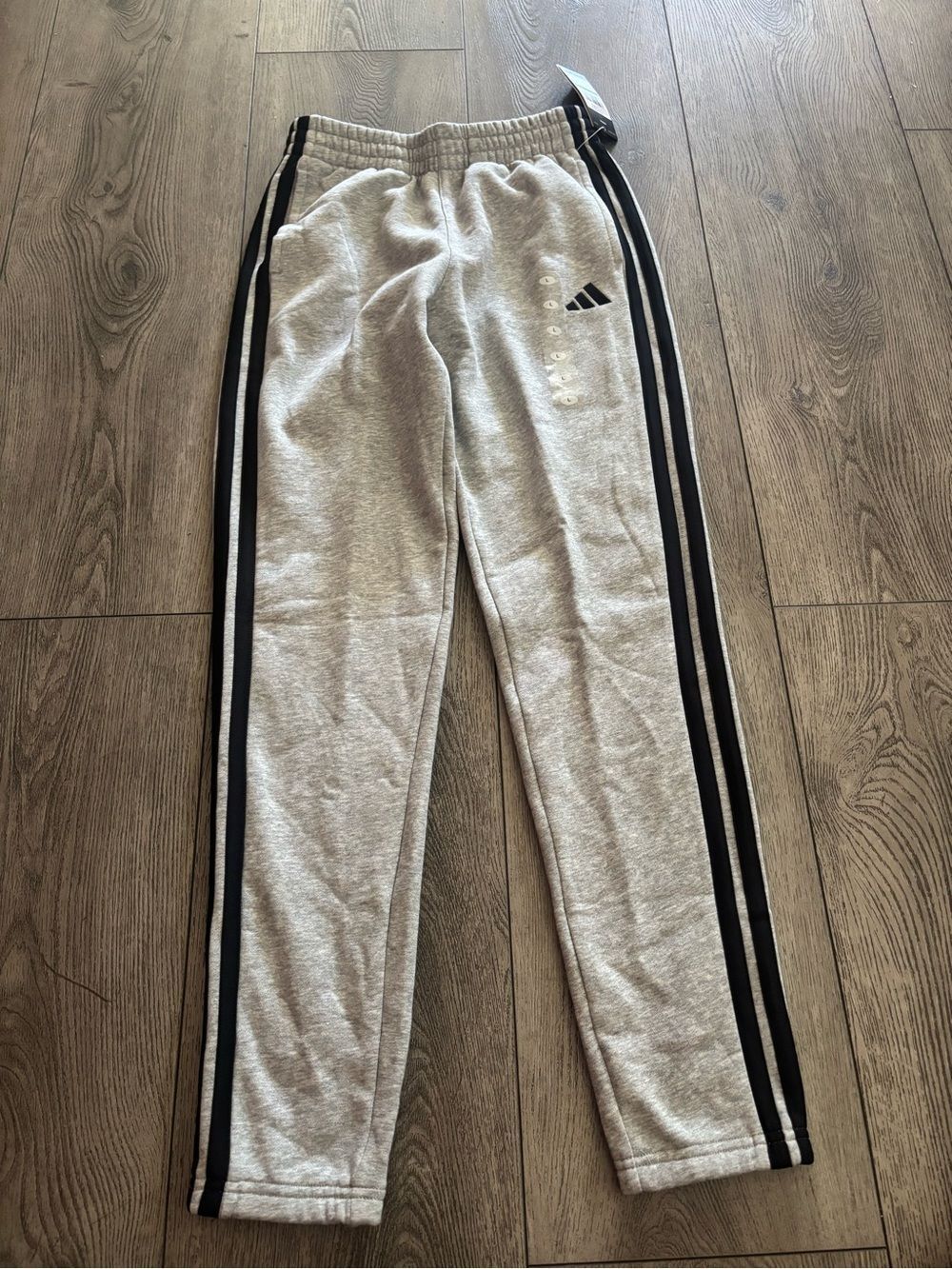Adidas Kids Gray Sweatpants with Black Side Stripes
